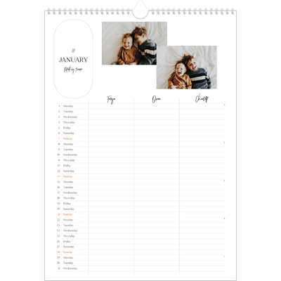 A3 Family Planner — Making plans Planner - Family of 3 [January]