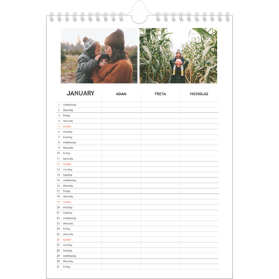 A4 Family Planner — Simple Planner - Family of 3 [January]
